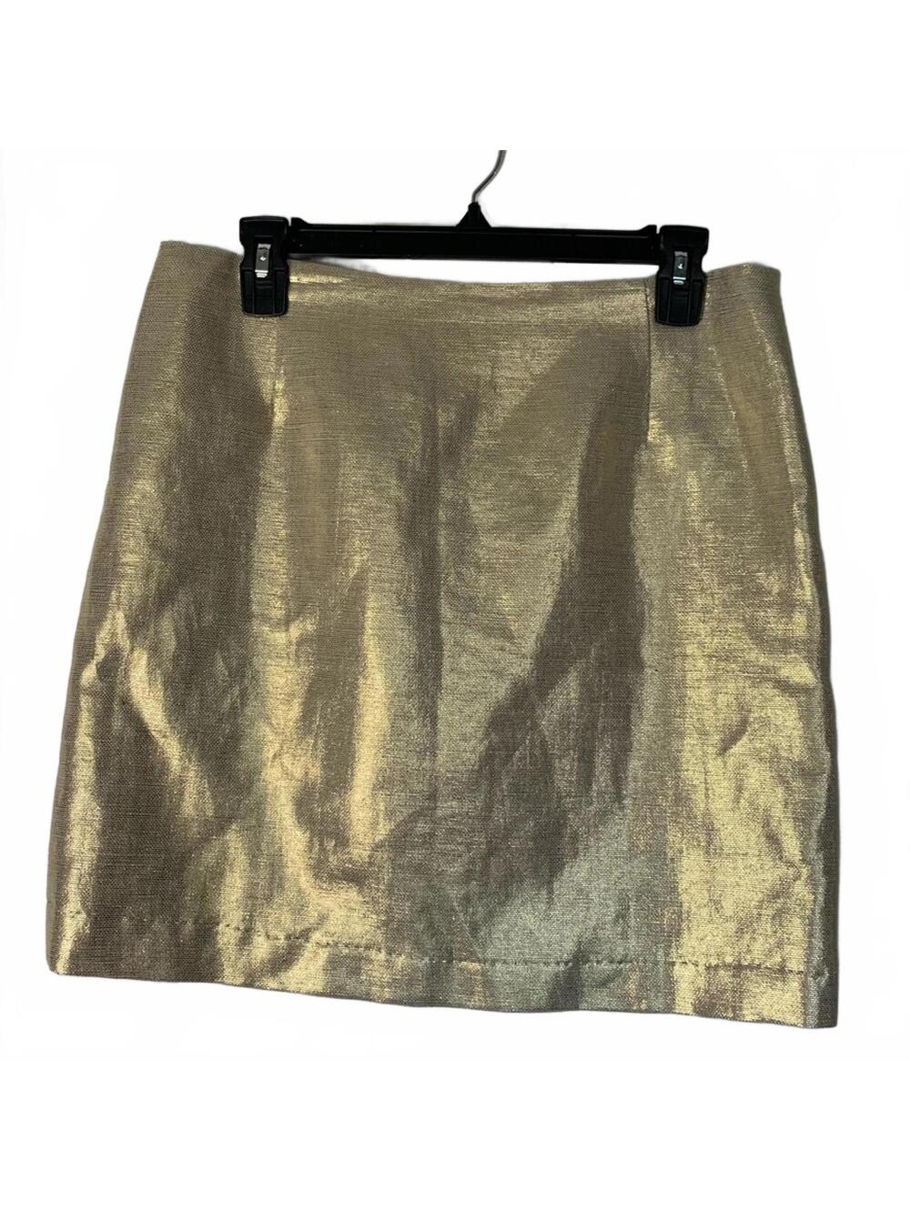 ECCOCI gold metallic designer short career office skirt ~ size 8